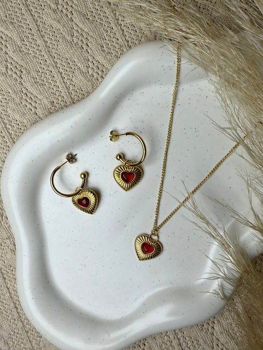 Burgundy Heartbeat Earrings