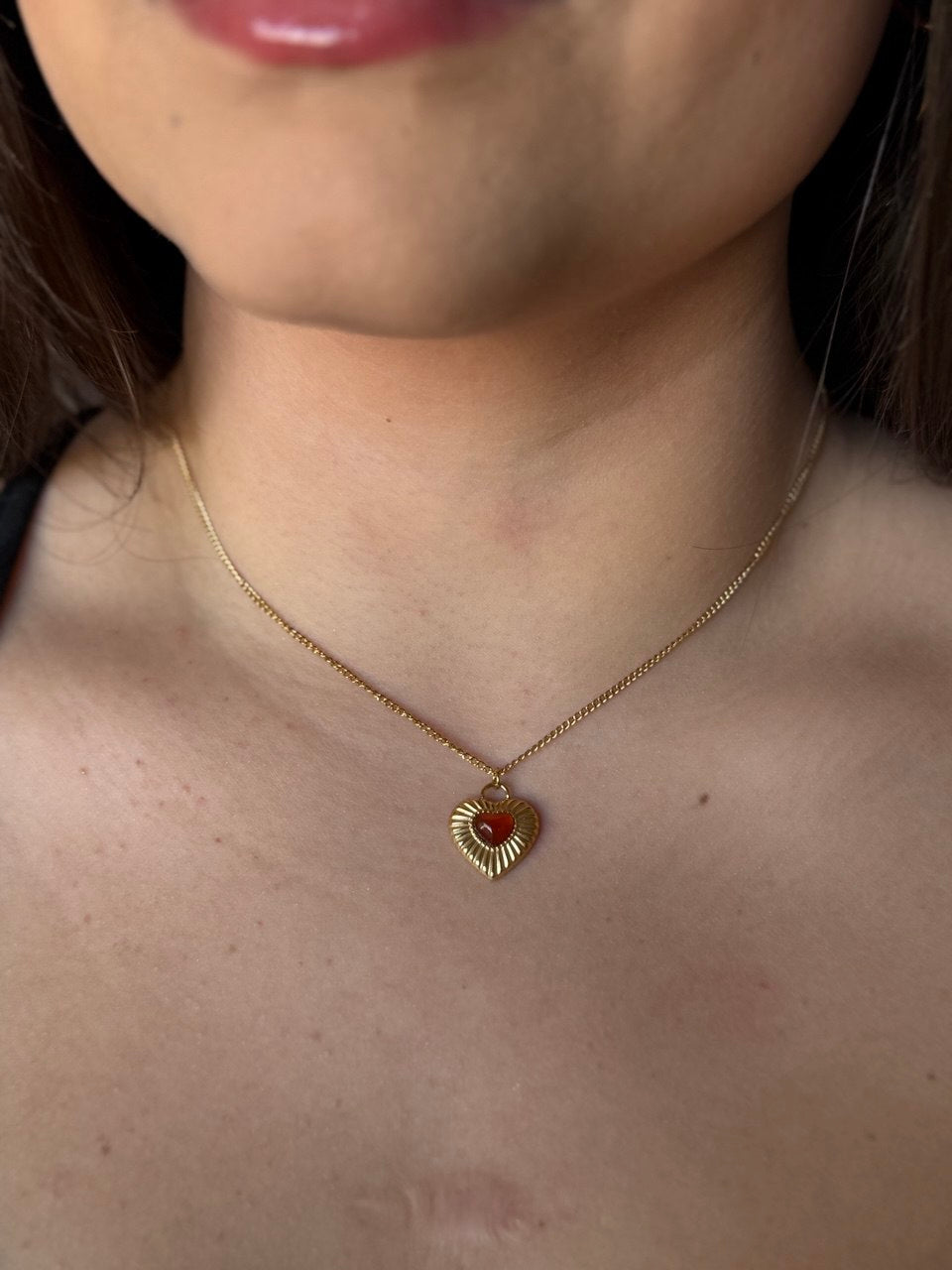 Burgundy Heart Necklace