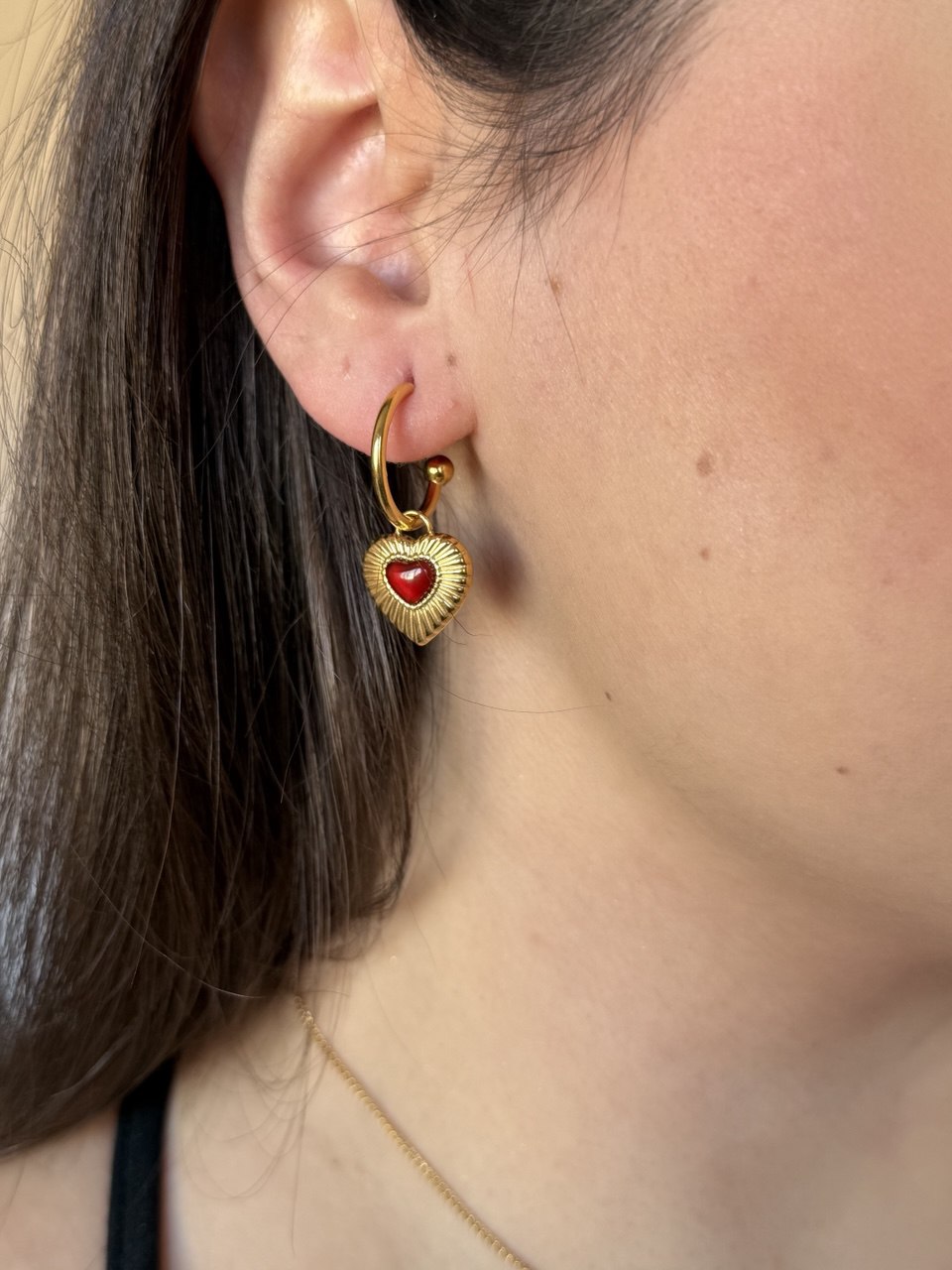 Burgundy Heartbeat Earrings